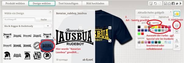 Gebrauchsanweisung Handbuch fr den T-Shirt generator
              Designer Lausbua Bavarian Rudeboy